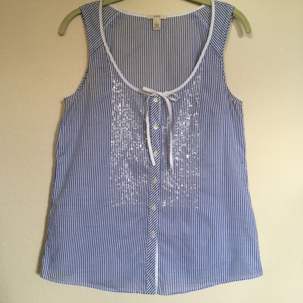 J. Crew Sleeveless Clear Sequin Stripe top